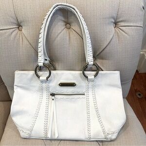 Isabella Fiore White Leather Tote Bag Shoulder hand bag, Tote
